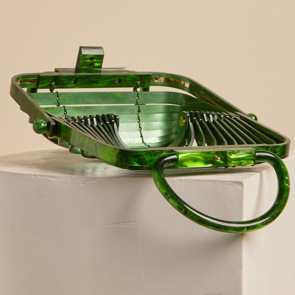 Cult Gaia Acrylic Lilleth Handbag Malachite Green - Picture 4 of 6